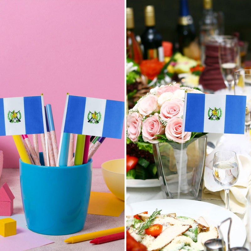 mflagperft Guatemala Flag Guatemalan Flag  Small Mini Handheld Guatemala Flags on Stick  Ideal for Party Parades Sports Events Patriotic Festival Decorations - Image 3